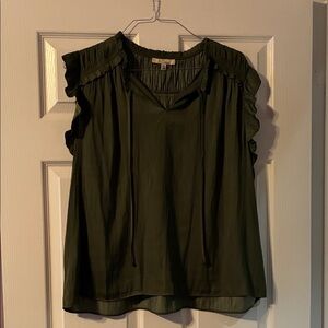 Chic Olive Ruffle Sleeve Blouse